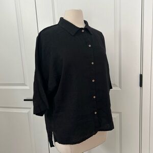 MAGIC LINEN size S Boxy Drop Shoulder Short Sleeve High Low Hem Top MagicLinen